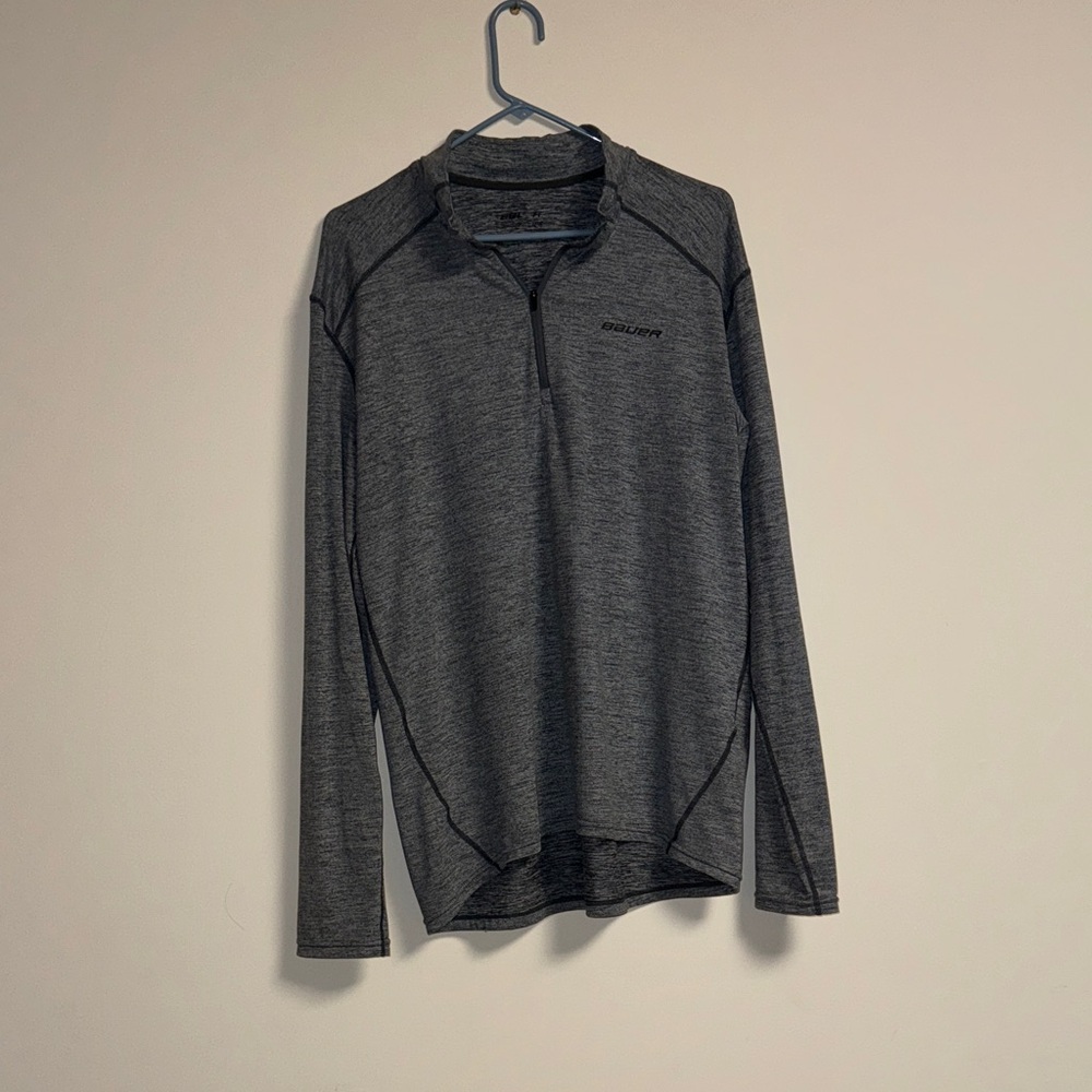 Bauer Gray Long Sleeve Quarter-Zip Pullover